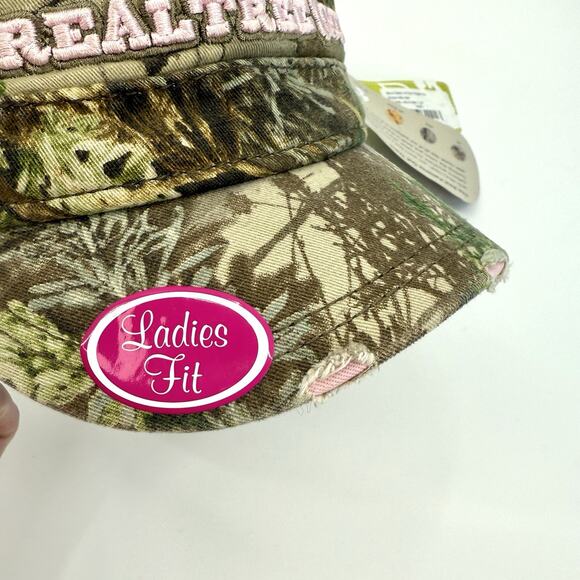 Real Tree Women's Camouflage Hat Pink/Green Hunting Camo Strap Back Military Cap - Picture 8 of 10